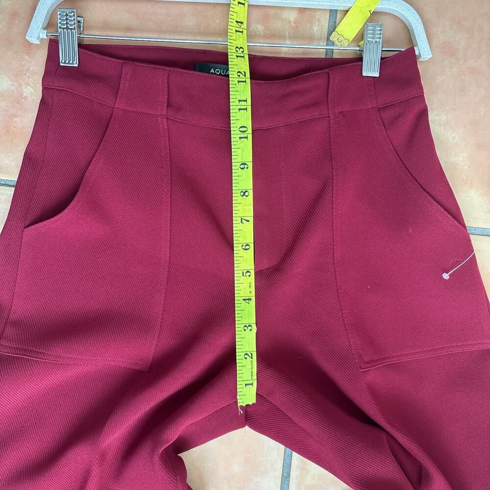 AQUA Burgundy Wide Leg Pull-On Knit Pants XS High Rise Stretch Career Casual - Picture 5 of 5